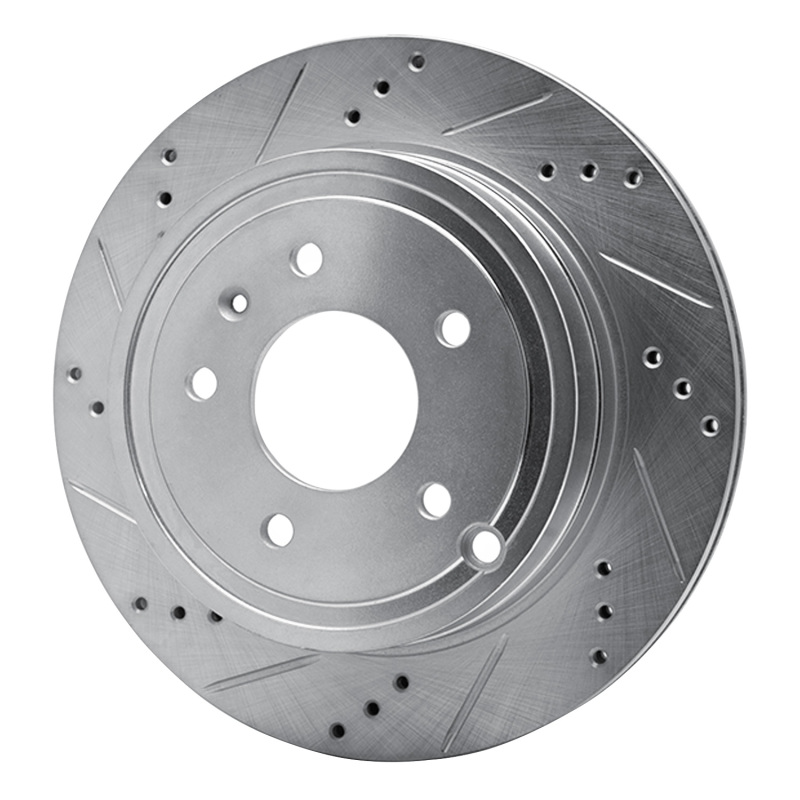 Chevrolet Captiva Brake Rotor (1) - Rear Left - R1 Concepts - Drilled & Slotted - Silver - `07-`15